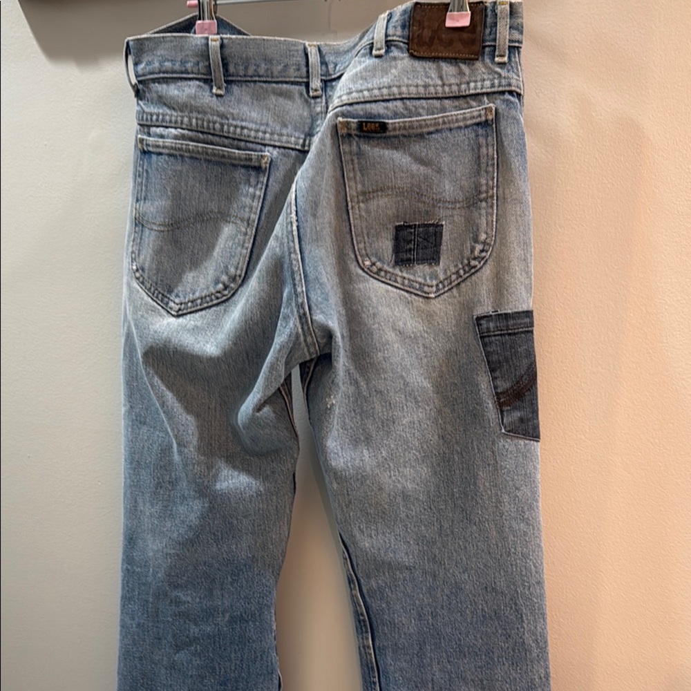 Distressed Patchwork Jeans - Blue - image 3